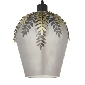 Jardin Floral gold Smoked effect LED Pendant ceiling light, (Dia)200mm