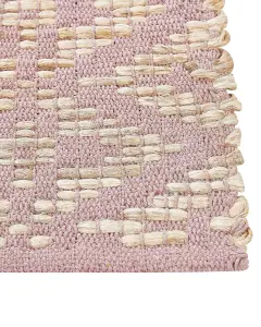 Cotton Area Rug 140 x 200 cm Beige and Pink GERZE