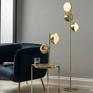 Brass Metal and White Orb Dome Floor Lamp