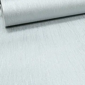 Plain Metallic Silver Grey Shimmer Textured Thick Free Match Vinyl Wallpaper