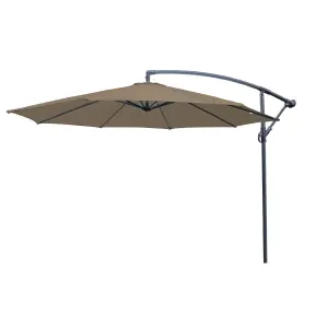 SunDaze 3M Taupe Cantilever Garden Banana Parasol with Adjustable Crank Patio Shade