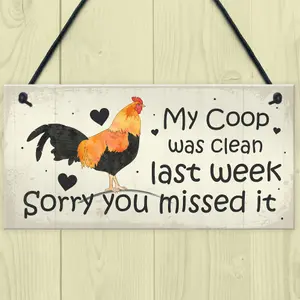 Red Ocean Chicken Sign Hanging Sign Pet Sign Chicken Coop Sign Chicken Accessories Garden Plaque Friend Gift