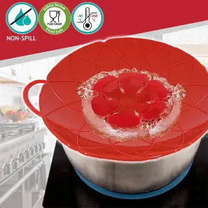 SPARES2GO Pan Lid Spill Stopper Silicone Saucepan Pot Steamer Cover Anti Boiling Overflow Guards (Pack of 5)