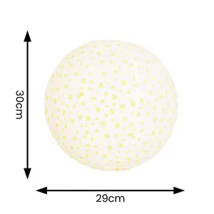 ValueLights Annie Ditsy Floral Natural Fabric Globe Ball Ceiling Lamp Shade with LED Bulb