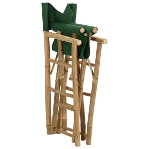 Berkfield Folding Director's Chairs 2 pcs Green Bamboo and Fabric