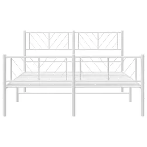 Berkfield Metal Bed Frame with Headboard and Footboard White 120x190 cm