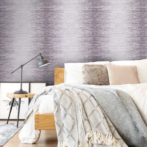 Ombre Crushed Stripe Wallpaper In Heather