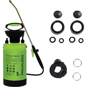 Pro-Kleen Garden Pressure Pump Sprayer Manual Action 5L With Brass Lance And 2 x Spare Seal Kit