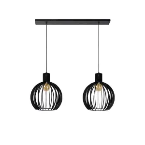 Lucide Mikaela Modern Bar Pendant Light - 2xE27 - Black