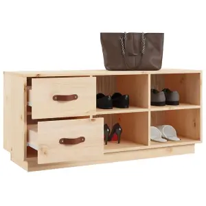 Berkfield Shoe Bench 100x34x45 cm Solid Wood Pine