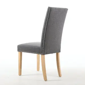 Richard Upholstered Dining Chair (Set of 2) Steel Grey Linen Effect / Natural