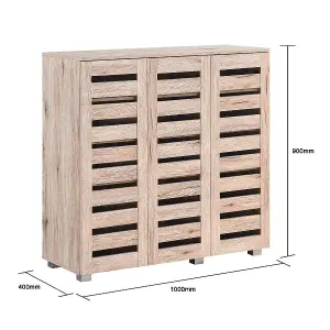 Euston Modern Sanremo Oak 3 Door 5 Tier Shoe Cabinet