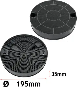 SPARES2GO Carbon Vent Extractor Filter compatible with IKEA Cooker Hood 195mm x 35mm (Pack of 2)