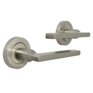 UNO Door Handle Modern Satin Nickel Lever on Rose Internal Latch Doors Handles