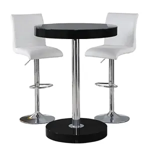 Furniture In Fashion Havana Bar Table In Black With 2 Ripple White Bar Stools