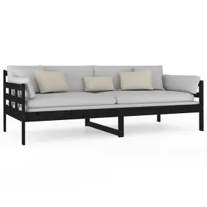 Berkfield Day Bed Black Solid Wood Pine 90x200 cm