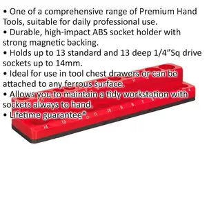 Premium 1/4 Inch Drive Magnetic Socket Holder with 26 Slots for Metric Bits