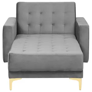 Velvet Chaise Lounge Grey ABERDEEN