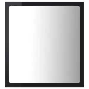 Berkfield LED Bathroom Mirror High Gloss Black 40x8.5x37 cm Engineered Wood