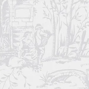 Laura Ashley Toile de Jouy Sugared Grey Classical Smooth Wallpaper