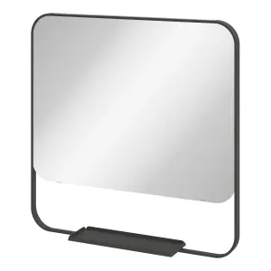 GoodHome Maza Matt Black Square Wall-mounted Bathroom Mirror (H)60.5cm (W)60.5cm