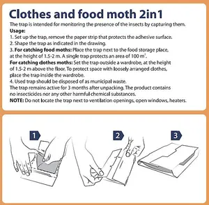 Clothes Moth Carpet Moth & Food Moth Trap 2in1 for Carpet & Kitchen Protection (Pack of 2 - 1 Box)