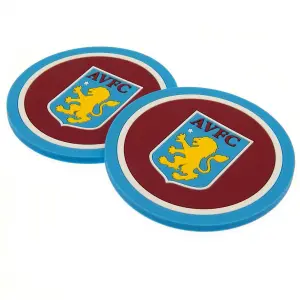 Aston Villa FC Coaster Set (Pack of 2) Claret Red/Sky Blue (One Size)