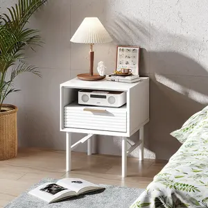 White Square Multi-Tiered Wooden Bedside Storage Drawers Unit Drawer Bedside Chest 48cm H