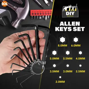 9pk Heavy Duty Allan Keys Assorted Sizes - 2mm to 8mm - Small Allen Key Set - Hex Key Set - Alan Keys Sets - Allen Keys Sets