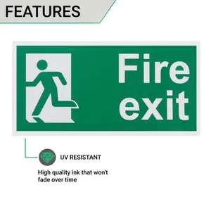 EAI - Fire Exit Sign Man Left 300x150mm Self Adh Semi Rigid PVC