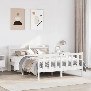 Berkfield Bed Frame without Mattress White 140x200 cm Solid Wood Pine