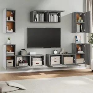 Berkfield 7 Piece TV Cabinet Set Grey Sonoma Engineered Wood