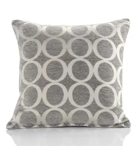 Oh 55cm x 55cm Luxury Geometric Chenille Cushion Silver