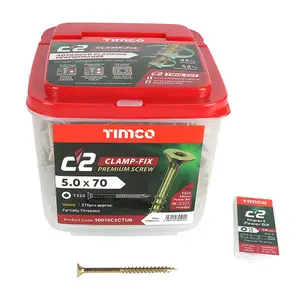 TIMCO C2 Clamp-Fix Multi-Purpose Premium Countersunk Gold Woodscrews - 5.0 x 70 (375pcs)