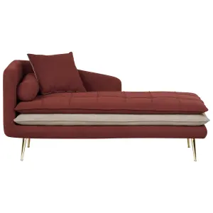 Left Hand Fabric Chaise Lounge Red GONESSE