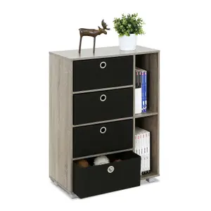 Furinno Andrey Multipurpose Storage Cabinet with Bin Drawers, French Oak Grey