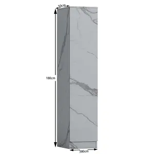 ZITA - 1 Door Plain Wardrobe + 1 Door Plain Wardrobe in Matt White Marble Effect