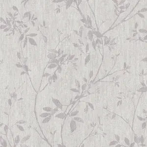 GoodHome Hirta Lilac Metallic effect Floral Textured Wallpaper Sample