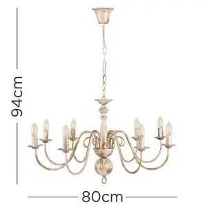 ValueLights Gothica Traditional Style 8 Way White Distressed Ceiling Light Chandelier Fitting