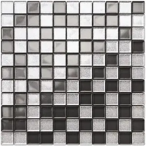 Glass mosaic on mesh for bathroom or kitchen 300mm x 300mm - Graphite Diamond