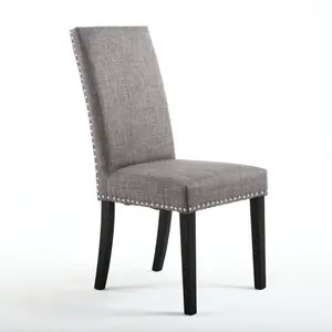 Richard Upholstered Dining Chair (Set of 2) Steel Grey Linen Effect / Black