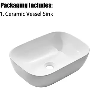 Yohood White Ceramic Oval Vessel Bathroom Sink