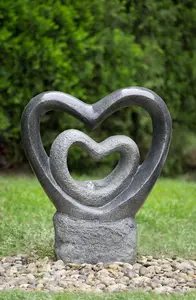 Aqua Creations Maryville Bubbling Hearts Solar Water Feature with Protective Cover