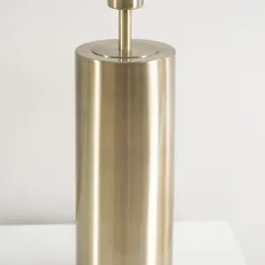 ValueLights Lexy Antique Brass Touch Table Lamp with White Drum Shade