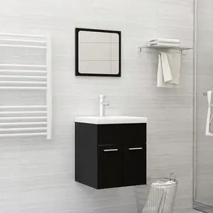 Berkfield 2 Piece Bathroom Furniture Set Black Engineered Wood