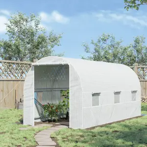 Outsunny 4.5 x 2M Walk-in Polytunnel Greenhouse for Garden, Galvanised Steel