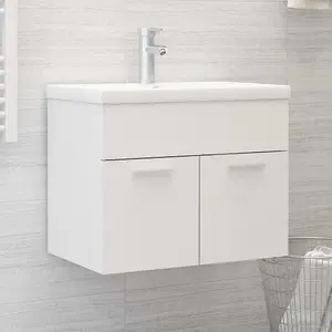 Berkfield Sink Cabinet with Built-in Basin White Engineered Wood