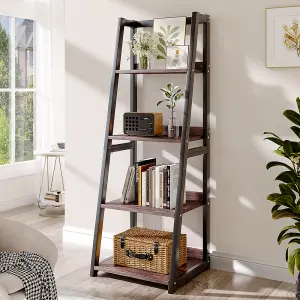 4 Tier Shelving Unit with Wood Shelf Bookcase Display Shelf