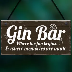 Red Ocean Gin Bar Sign Man Cave Home Bar Plaque Novelty Gift Shabby Chic Hanging Plaque Sign