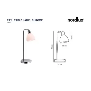 Nordlux Ray Indoor Living Dining Bedroom Table Lamp In Chrome (Diam) 12cm